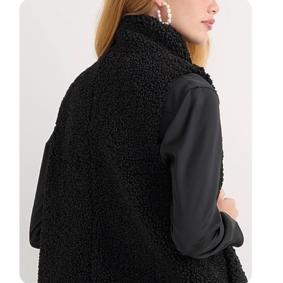J Crew Mercantile Sherpa Vest Gold Zippers Fuzzy Cozy Warm XXS w MEASUREMENTS - Picture 13 of 13